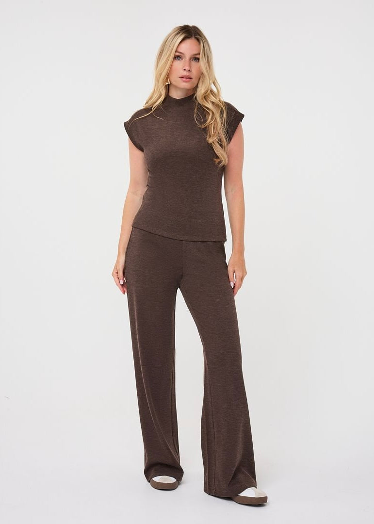 ESQUALO KNIT TROUSERS - CACAO
