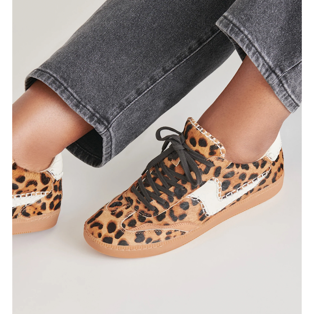 DOLCE VITA NOTICE STITCH SNEAKERS - DK LEOPARD CALF HAIR