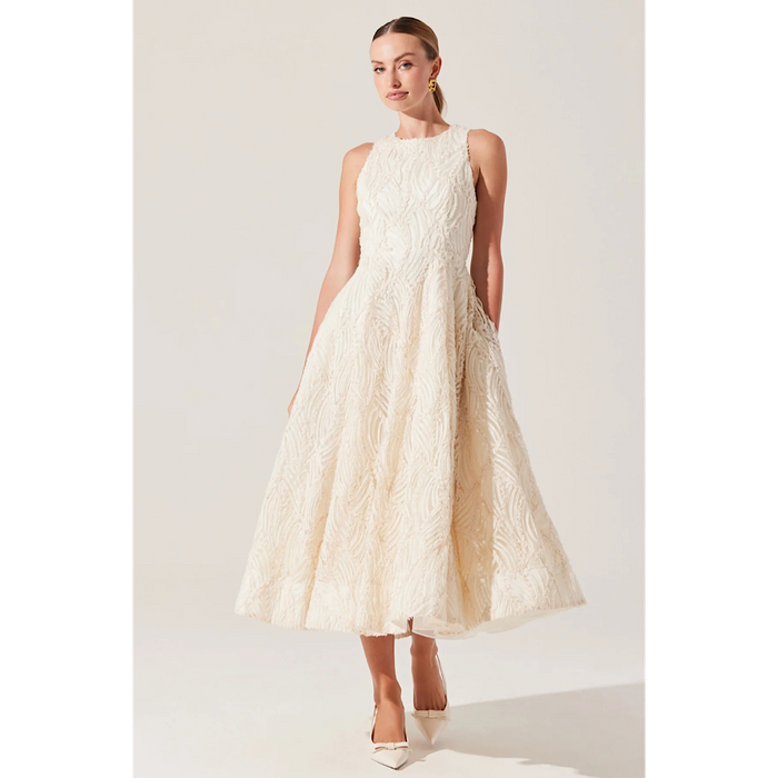ASTR THE LABEL LILLEMOR 3D TEXTURED MIDI DRESS - CREAM