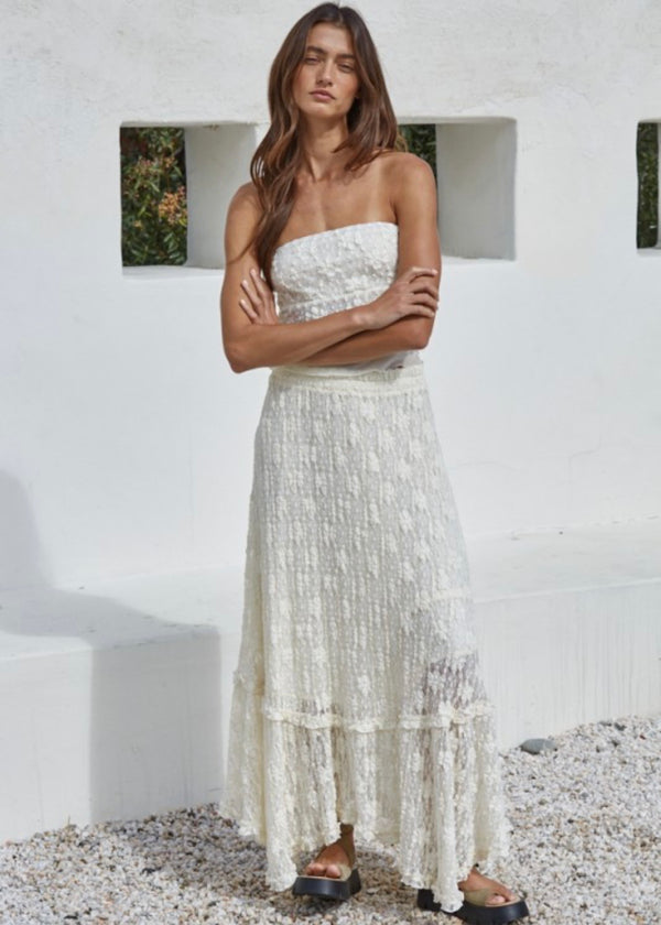 LOVING LIFE LACE MIDI SKIRT