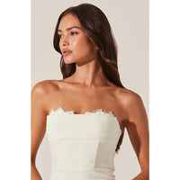 ASTR THE LABEL MELANI LACE PEEKABOO DRESS - CREAM