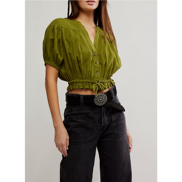 FREE PEOPLE LITTLE CLOUD SHIRT - PEAT MOSS