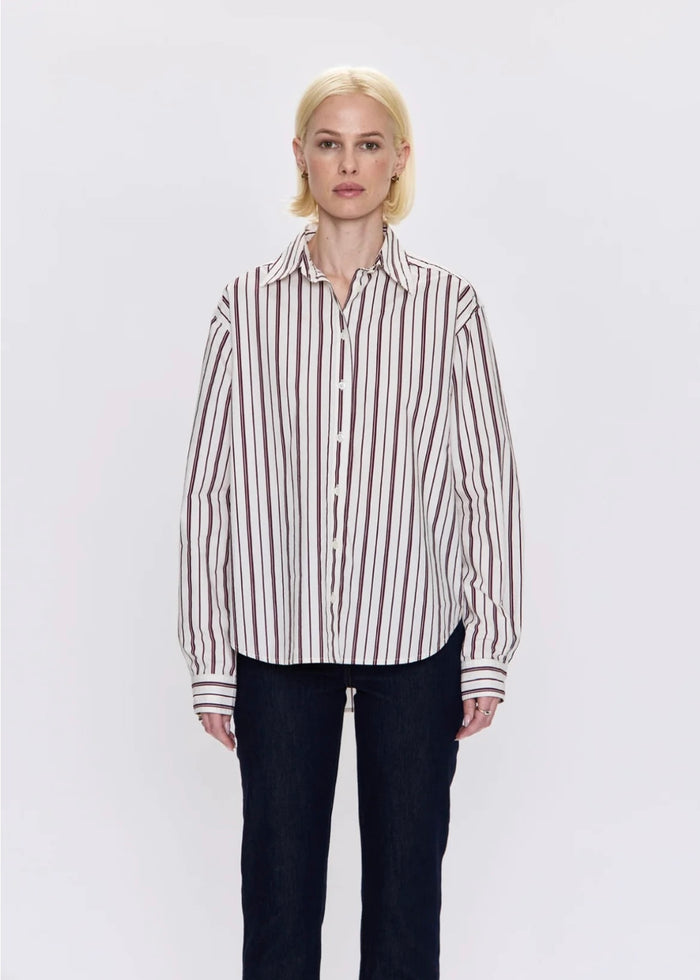 PISTOLA FINLAY OVERSIZED BUTTON DOWN - CLARET STRIPE