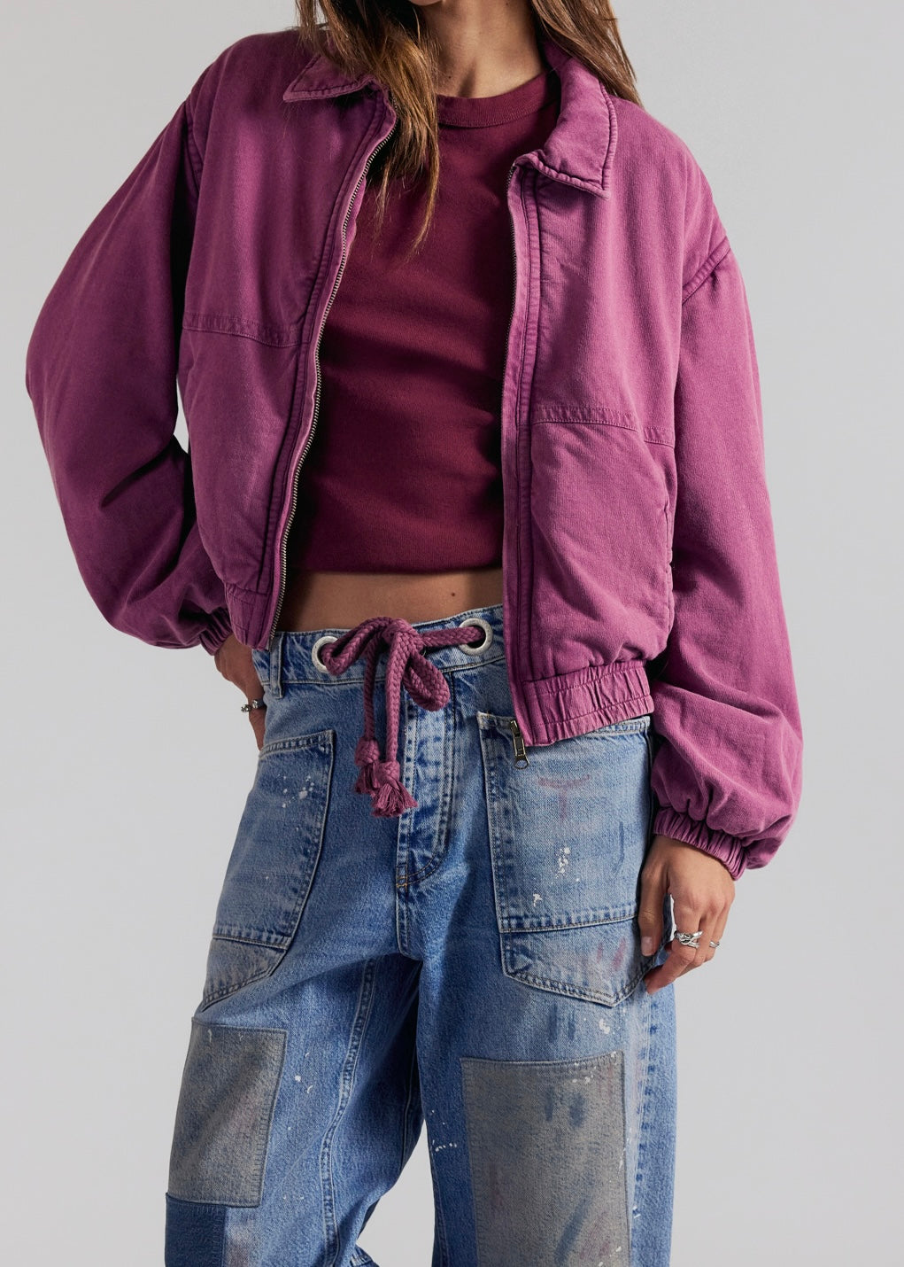 FREE PEOPLE BIRDIE WASHED JACKET - ROAN ROGUE