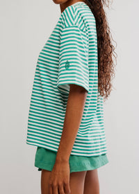 FREE PEOPLE MOVEMENT STRIPE TACKLE TEE - COURT STRIPE GREEN