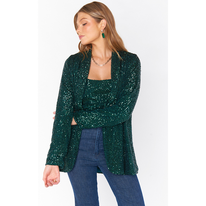 SHOW ME YOUR MUMU DANCE BLAZER - EMERALD SEQUINS