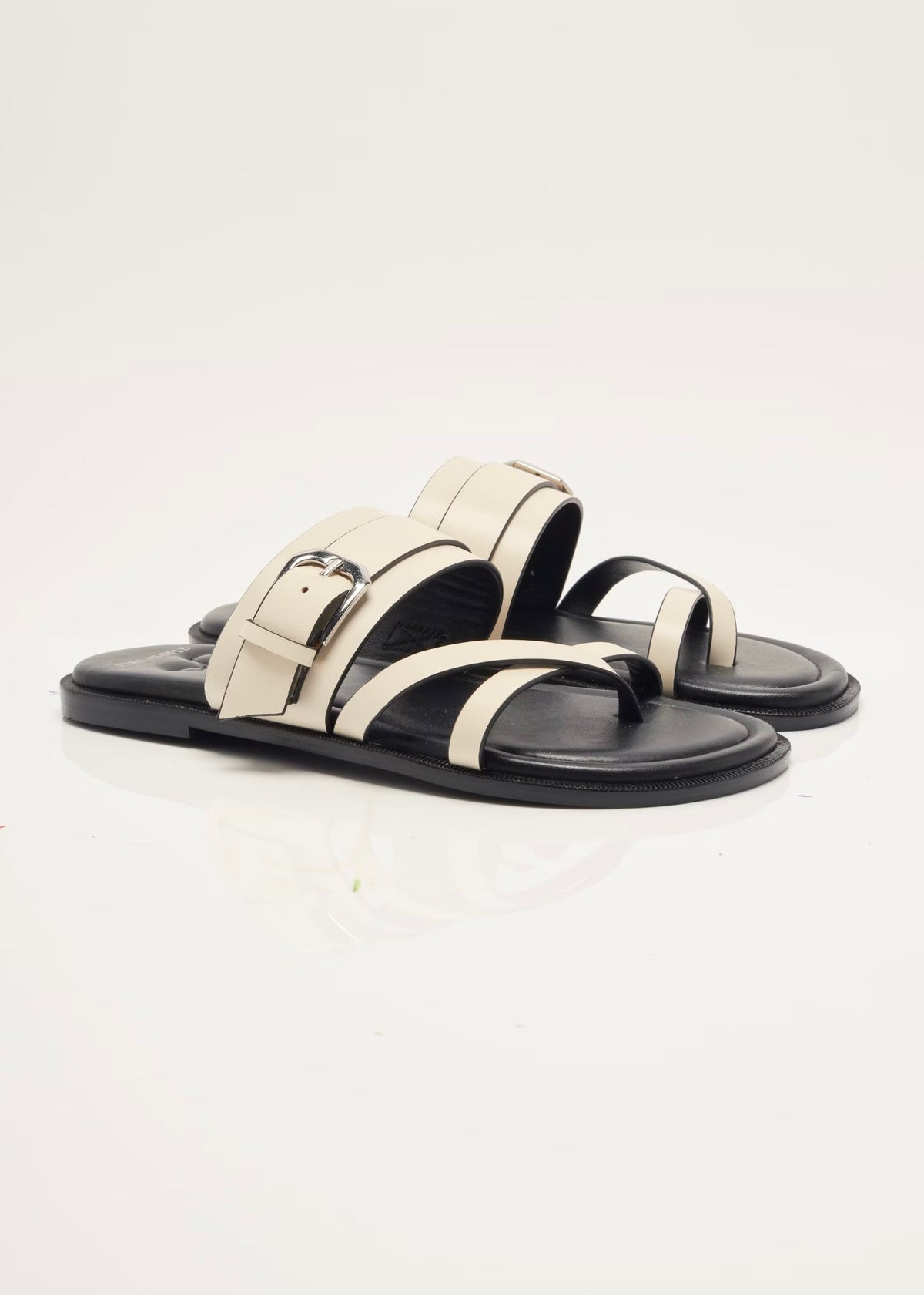 FREE PEOPLE BELTED CROSS-STRAP SANDALS | BONE LEATHER