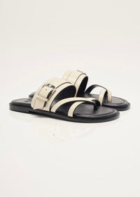 FREE PEOPLE BELTED CROSS-STRAP SANDALS | BONE LEATHER