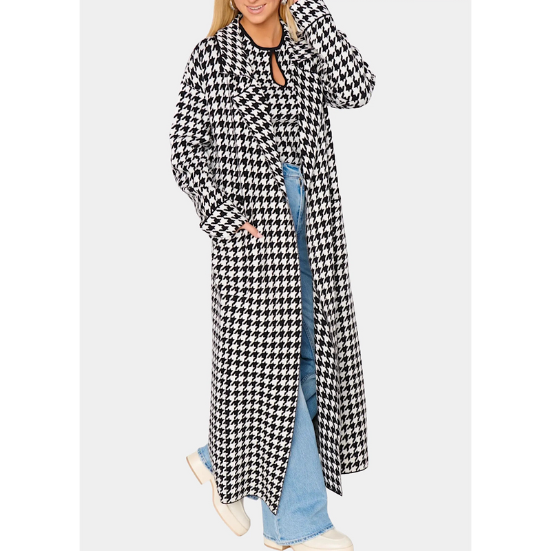 SHOW ME YOUR MUMU SHASTA SWEATER JACKET - HOUNDSTOOTH