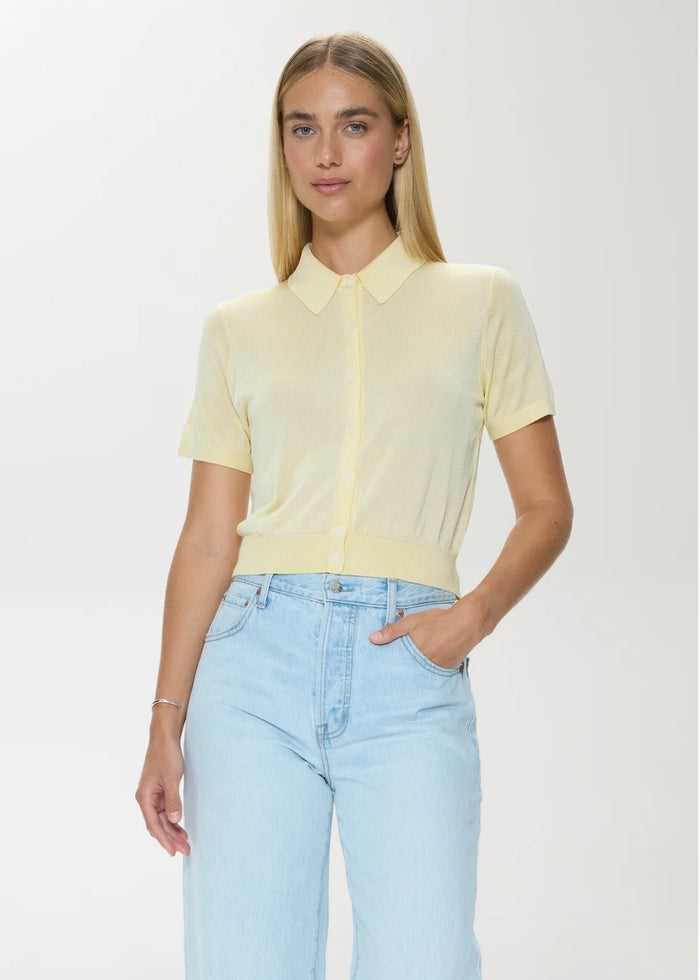 PISTOLA LUCCA SHORT SLEEVE POLO SWEATER - PALE YELLOW