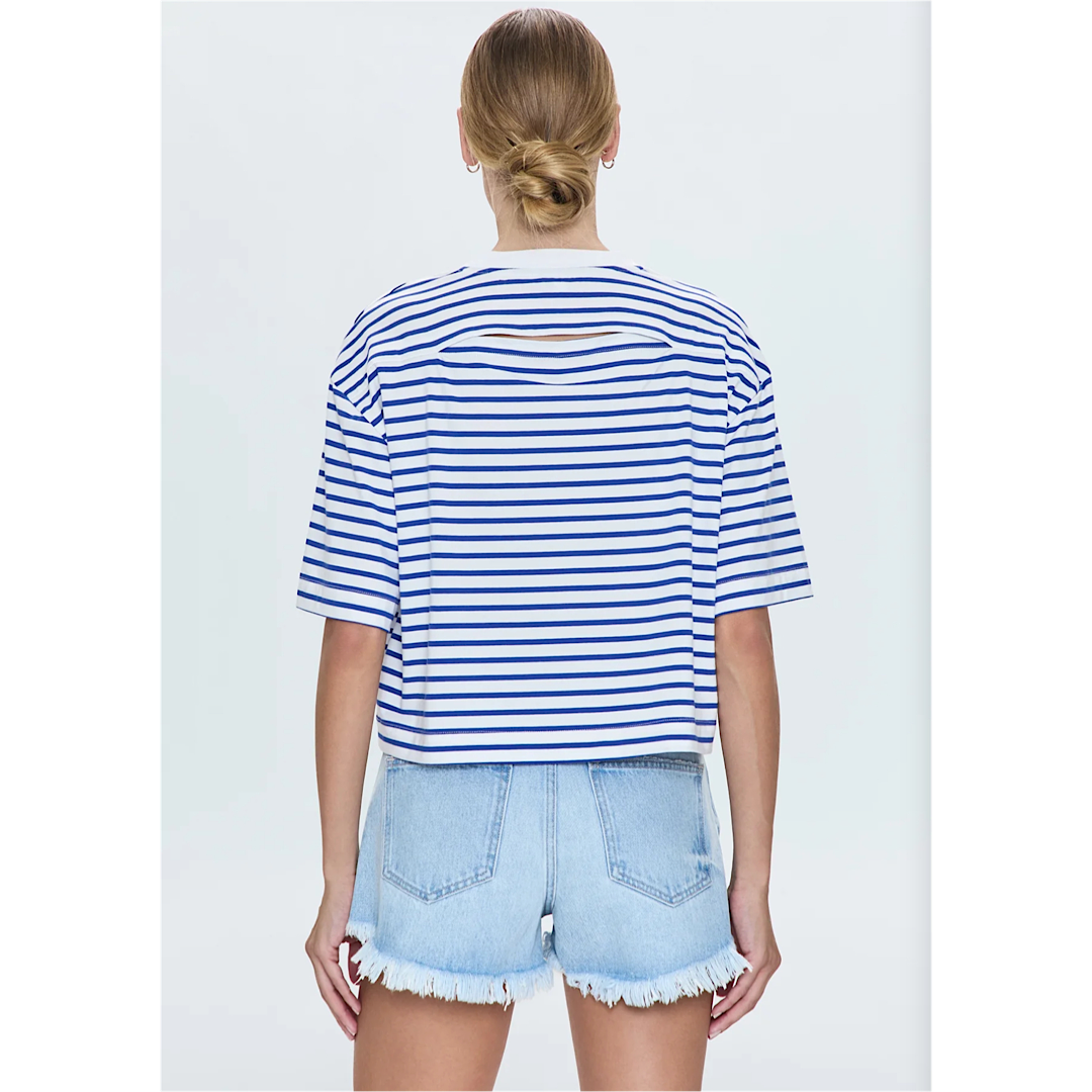 PISTOLA MAE CROPPED TEE - MARITIME WHITE STRIPE