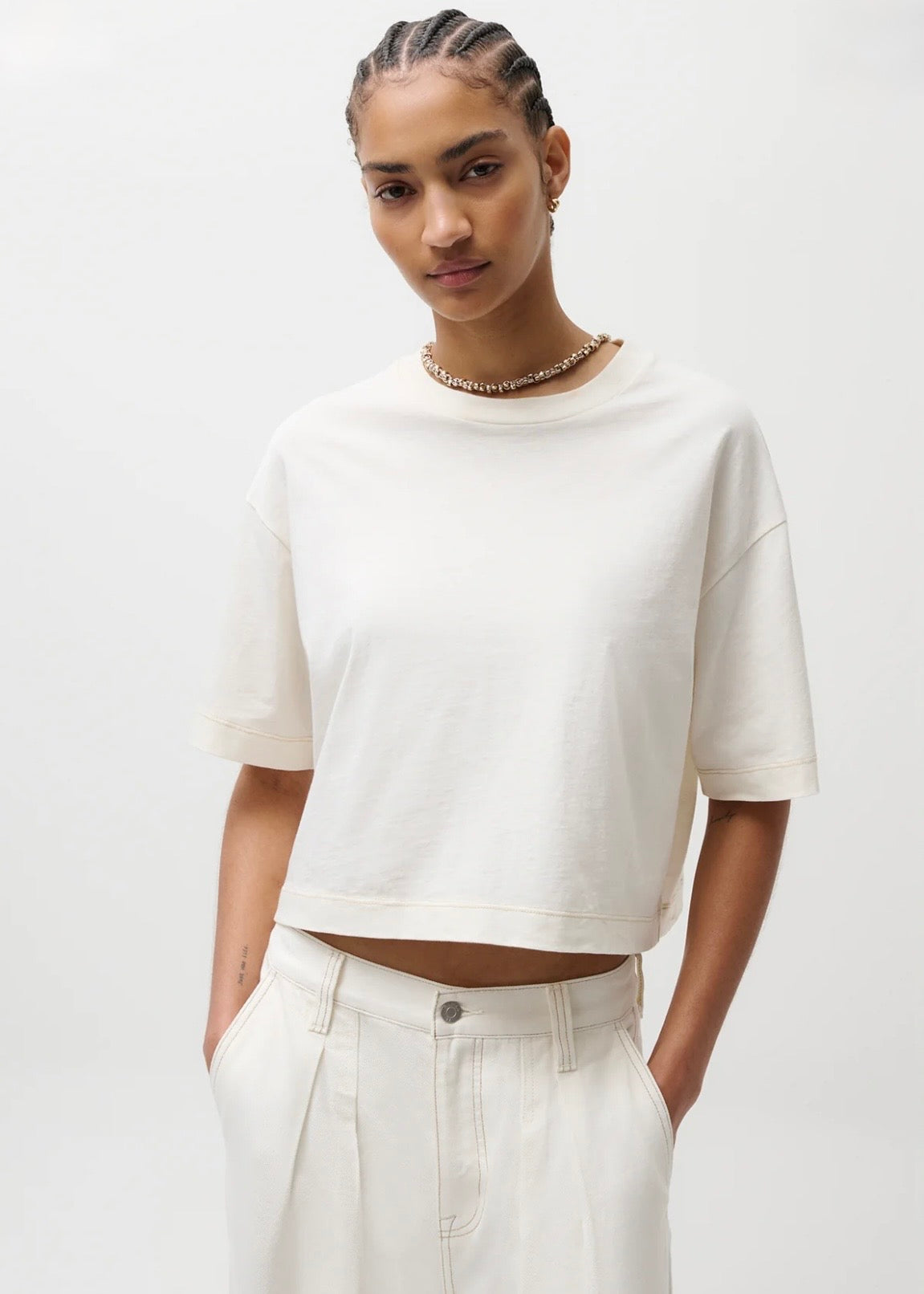 PISTOLA MAE CROPPED TEE - SOFT WHITE