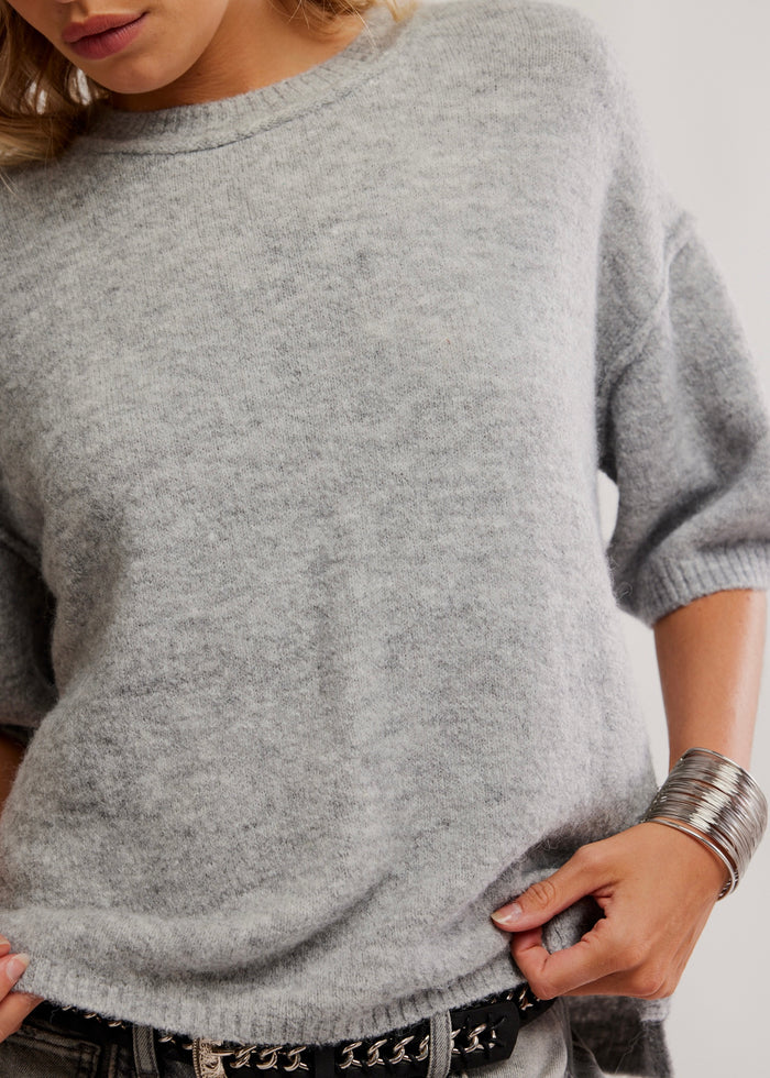 FREE PEOPLE MARGOT SWEATER TEE - HEATHER GREY