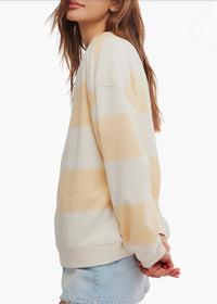 FREE PEOPLE CLASSIC STRIPED OVERSIZED CREWNECK - APRICOT COMBO
