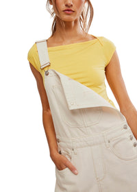 FREE PEOPLE GOOD LUCK BARREL OVERALLS - MILK