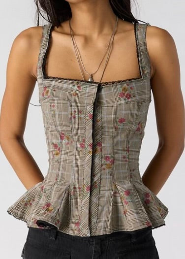 FREE PEOPLE JOLIE CORSET TOP - BLACK COMBO