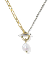 KENDRA SCOTT LEIGHTON PEARL CHAIN NECKLACE MIXED WHITE PEARL