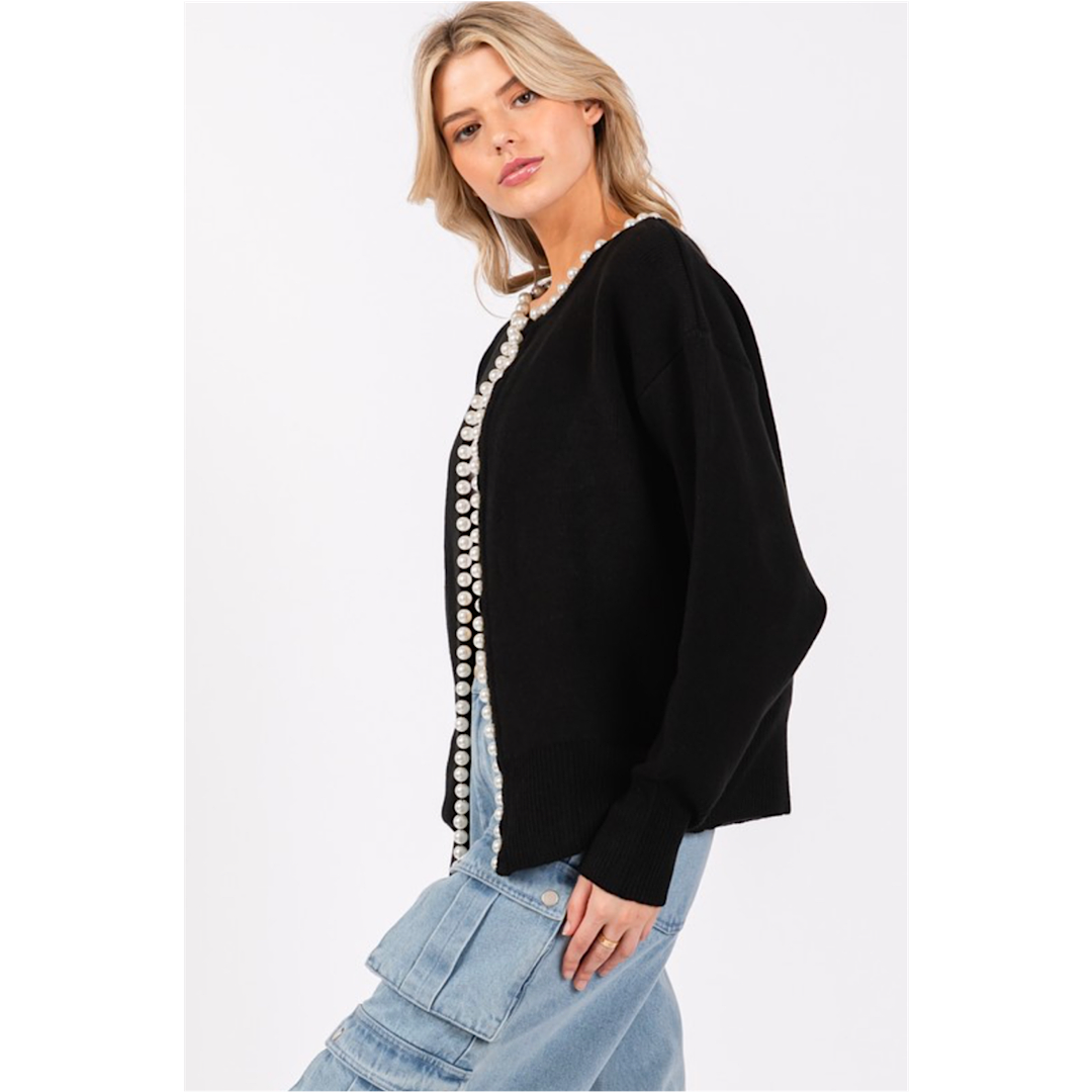 THE NIKKI PEARL TRIM CARDIGAN