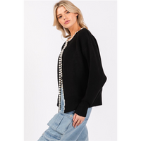 THE NIKKI PEARL TRIM CARDIGAN