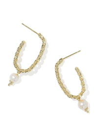 KENDRA SCOTT GABRIELLA PEARL HOOP EARRINGS - GOLD