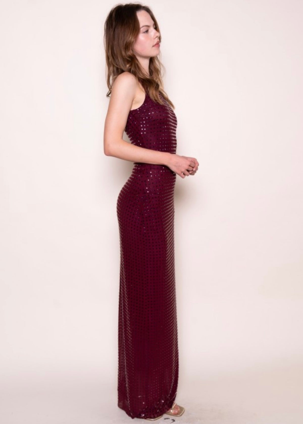 THE BRIANNA RHINESTONE MESH MAXI DRESS