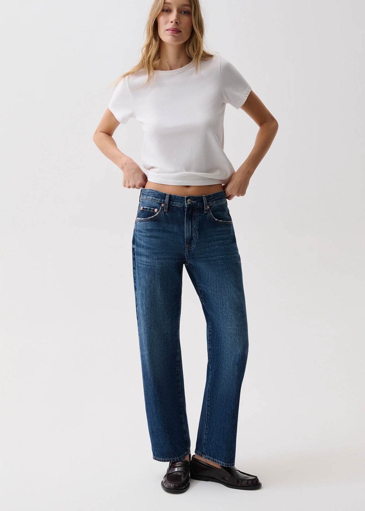 PISTOLA LEXI MID RISE BOWED STRAIGHT JEAN - MOONWAVE