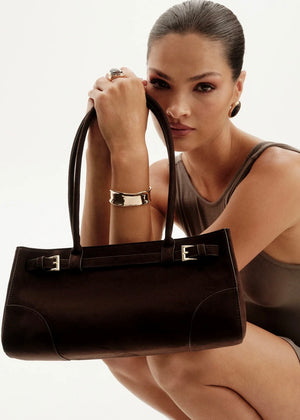 BILLINI NADIA SHOULDER BAG - DARK CHOCOLATE SUEDE