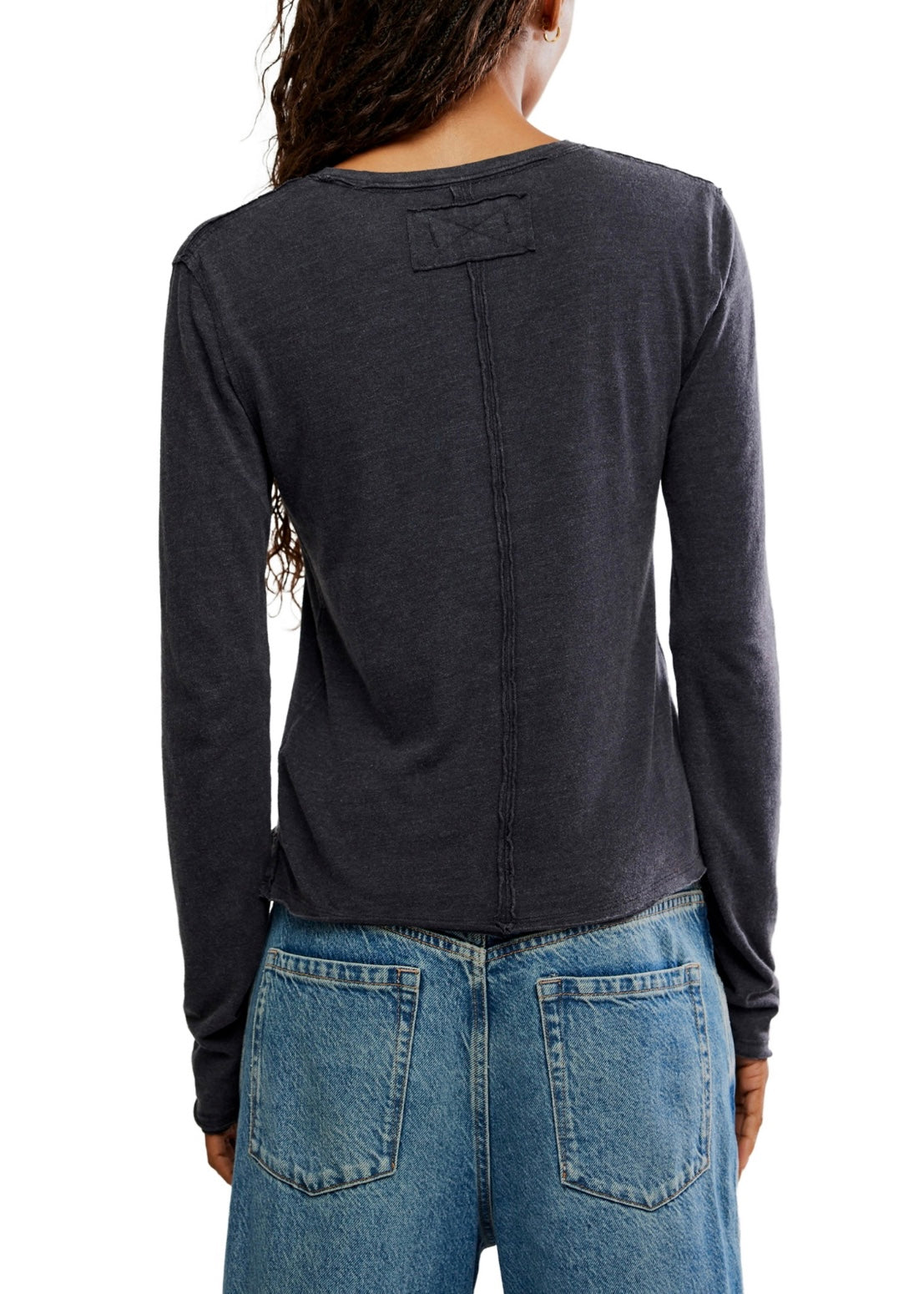 FREE PEOPLE NOVA LONG SLEEVE TEE - BLACK