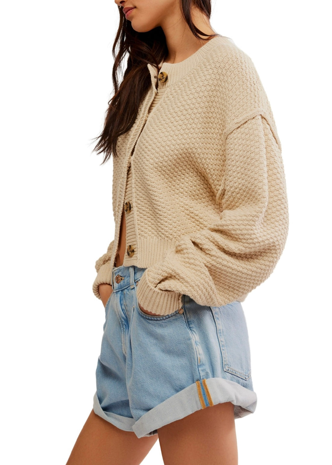 FREE PEOPLE LILA CARDI - BIRCH