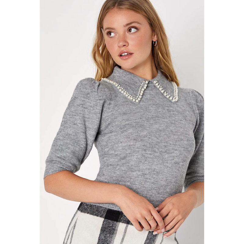 LULUS CLASSY SOPHISTICATION PEARL COLLAR TOP