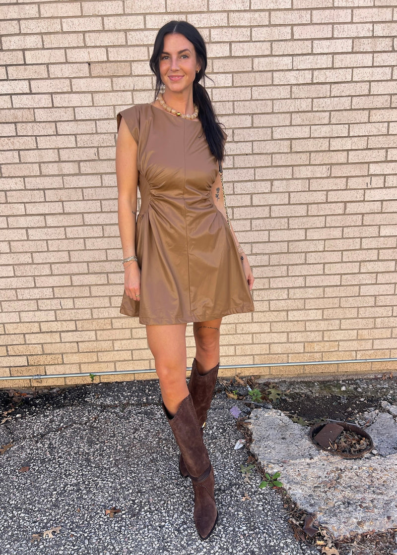 HOPING YOU CALL LEATHER DRESS