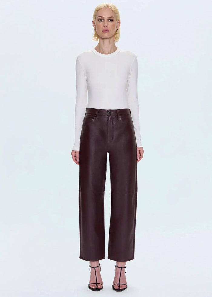 PISTOLA JETT HIGH RISE BOWED STRAIGHT PANT - CABERNET