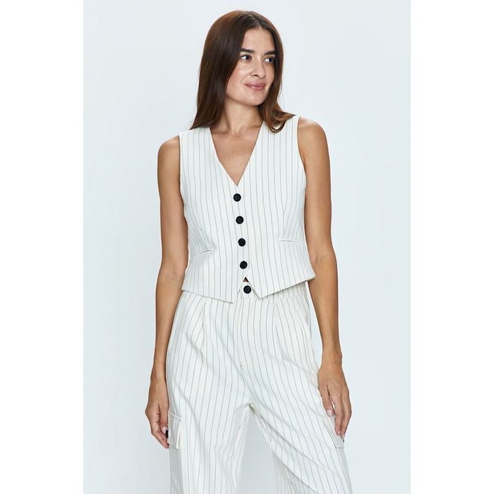 PISTOLA VERO FITTED VEST - LE BLANC PINSTRIPE