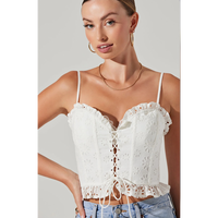 ASTR THE LABEL DREAMA LACE UP SLEEVELESS TOP - WHITE