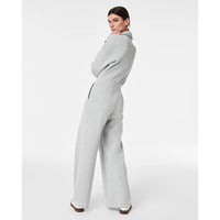 SPANX AIRESSENTIALS LONG SLEEVE WIDE LEG JUMPSUIT - LIGHT HEATHER GREY