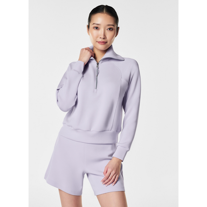 SPANX AIRESSENTIALS HALF ZIP SWEATSHIRT - VIOLET