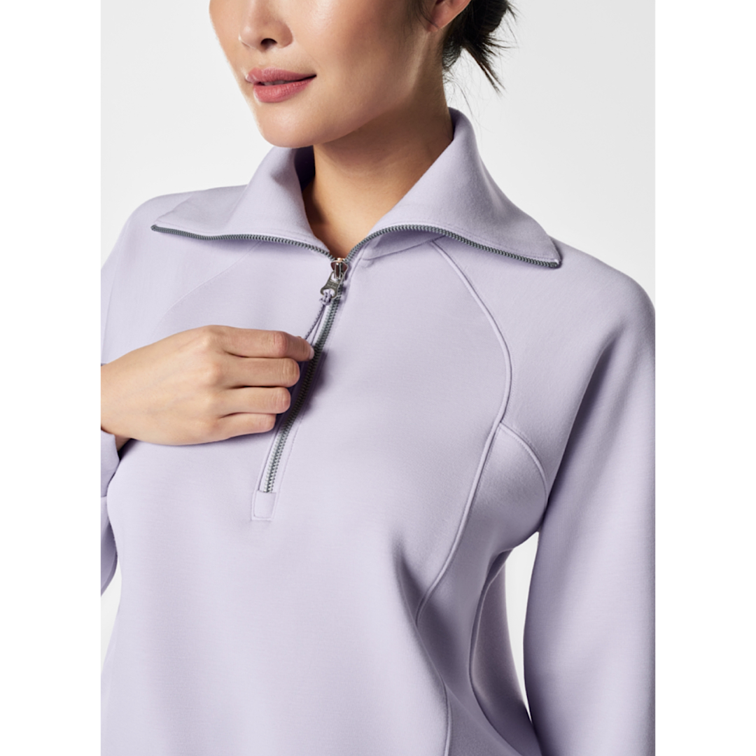 SPANX AIRESSENTIALS HALF ZIP SWEATSHIRT - VIOLET