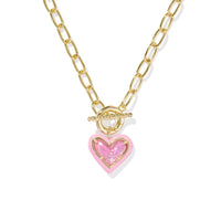 KENDRA SCOTT ARI HEART ENAMEL FRAME LINK AND CHAIN NECKLACE