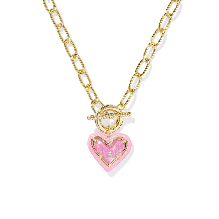 KENDRA SCOTT ARI HEART ENAMEL FRAME LINK AND CHAIN NECKLACE