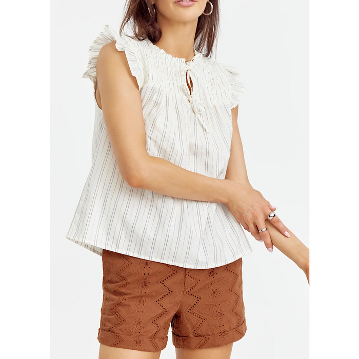 GREYLIN VENICE SMOCKED STRIPE TOP