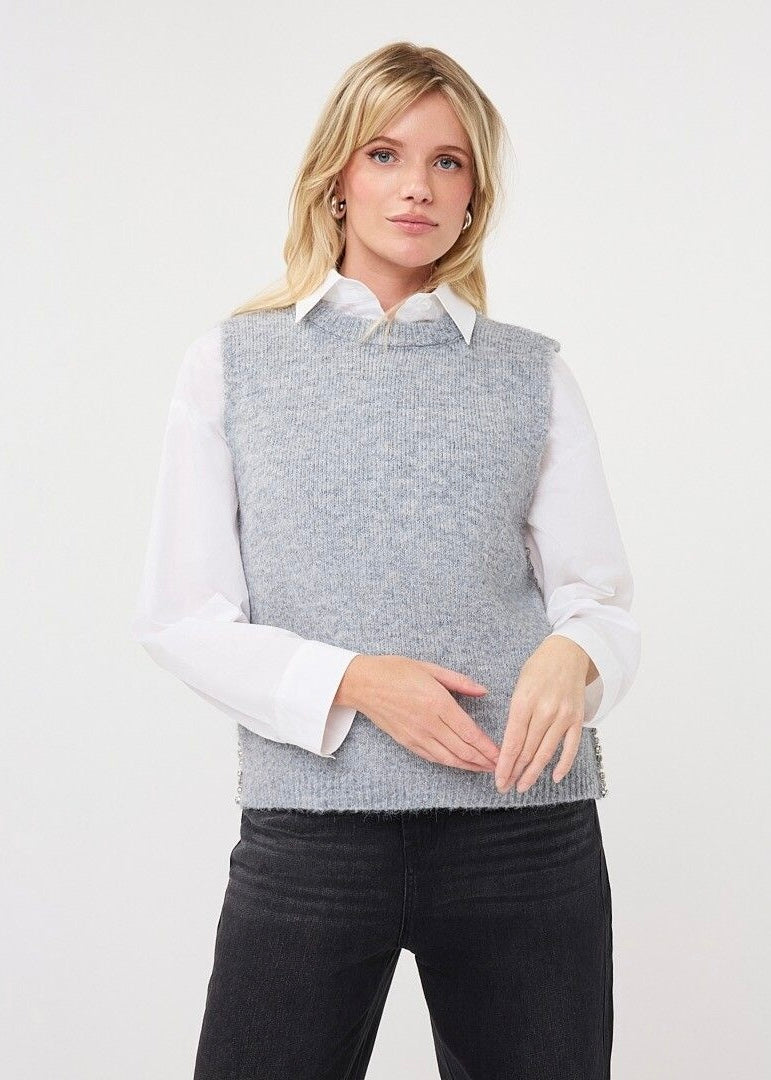 ESQUALO GILET SLV/LSS DIAMONDS - LIGHT GREY