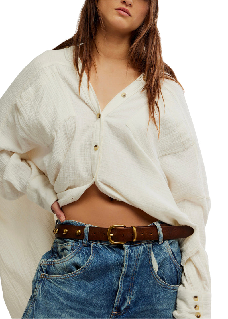 FREE PEOPLE RHODES STUD BELT - COGNAC