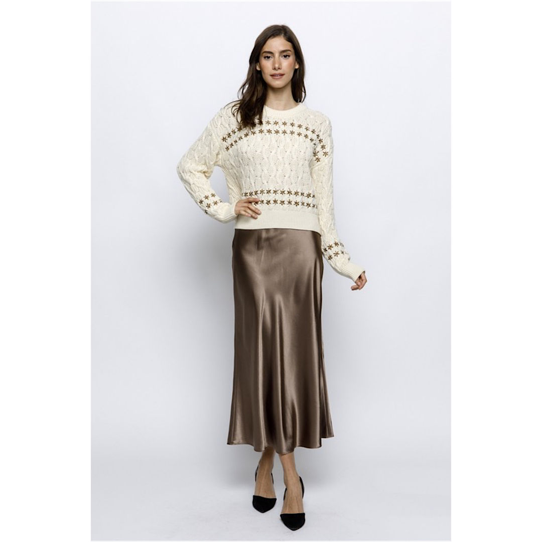 THE BETTY SATIN MIDI SKIRT