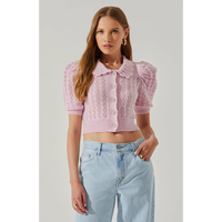 ASTR THE LABEL DALLYN COLLARED SHORT SLEEVE SWEATER - PINK