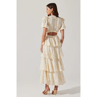 ASTR THE LABEL ARIANELL EMBROIDERED FLORAL TIERED DRESS