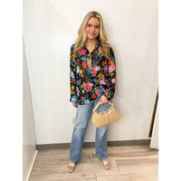 SHOW ME YOUR MUMU SMITH BUTTON DOWN - MIDNIGHT BOTANICAL FLORAL