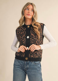 KEEP IT 100 LEOPARD PRINT SWEATER VEST
