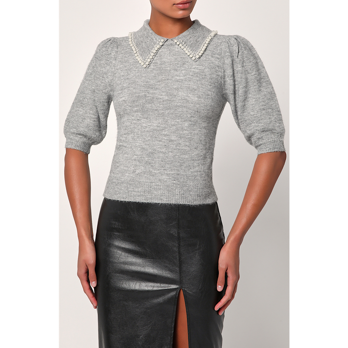 LULUS CLASSY SOPHISTICATION PEARL COLLAR TOP