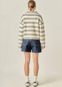 THE ELLA STRIPED HALF-ZIP SWEATER