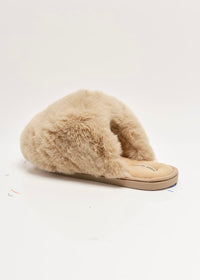 FREE PEOPLE SNOWBALL SLIPPER - TAUPE FAUX FUR